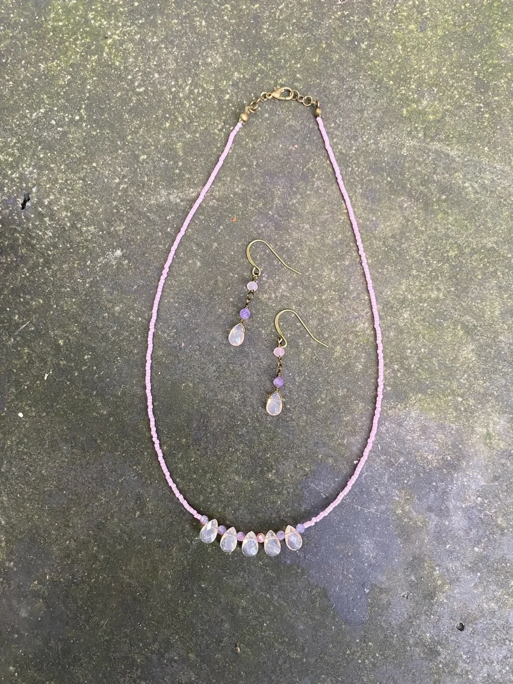 Opalite Necklace and Earrings Set